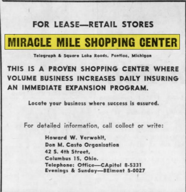 Miracle Mile Shopping Center - June 1961 Ad